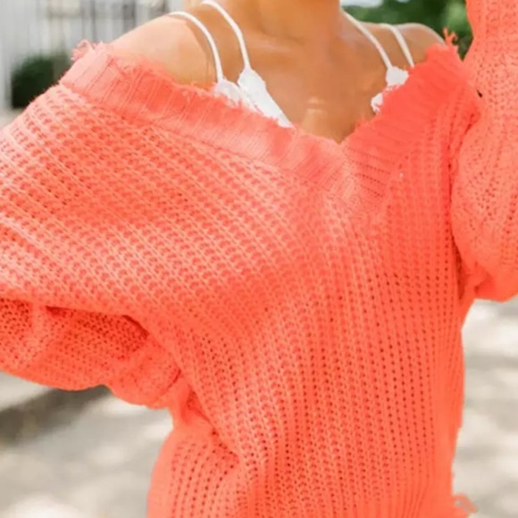 Distressed Pull Over Lightweight Knit Sweater - Picture 3 of 5